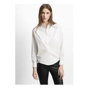 VINCE Women's White Poplin Convertible Crossover Button Up Shirt Size 4 NEW